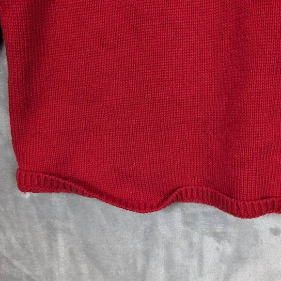 J.Jill Sweater Womens Medium Red Deer Holiday Cotton Yak Fiber Wool Christmas - Picture 11 of 11